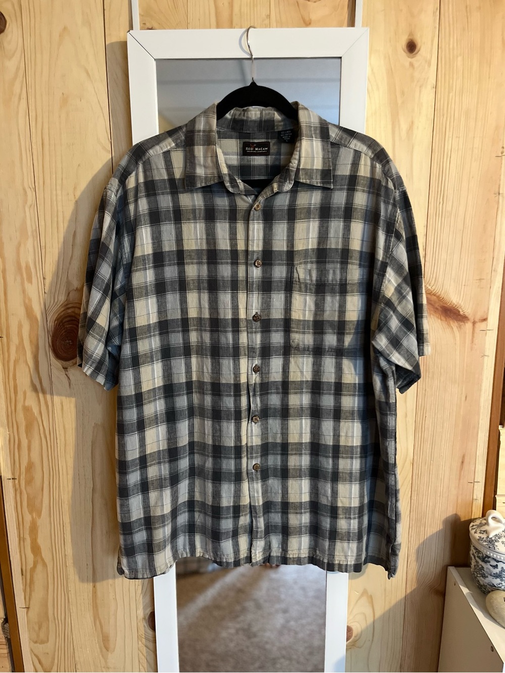 Red Macaw Linen Cotton Button Down Shirt